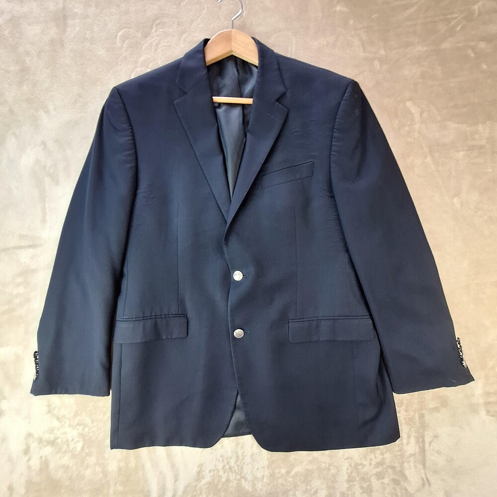 Ralph Lauren Blazer Mens 41R Navy 100% Wool Single Vent Gold Button Jacket